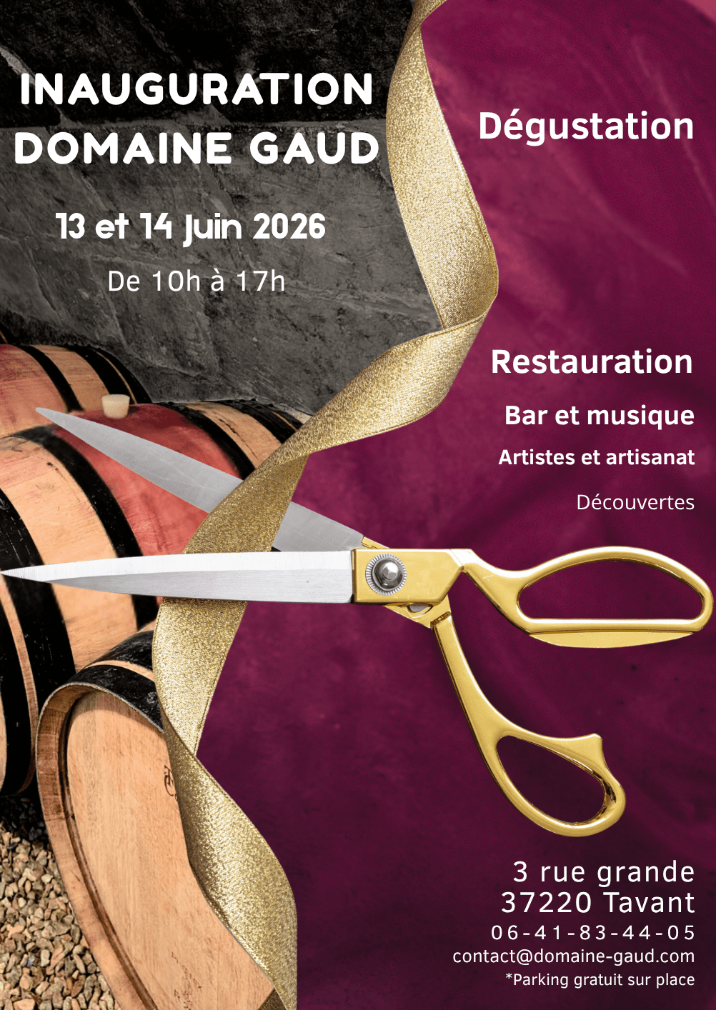 Inauguration du Domaine Gaud : portes ouvertes les 13 et 14 juin 2026